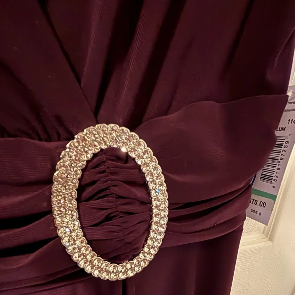 NWT R&M Richards Purple V-Neck Cocktail Dress Size 8 - Picture 4 of 6